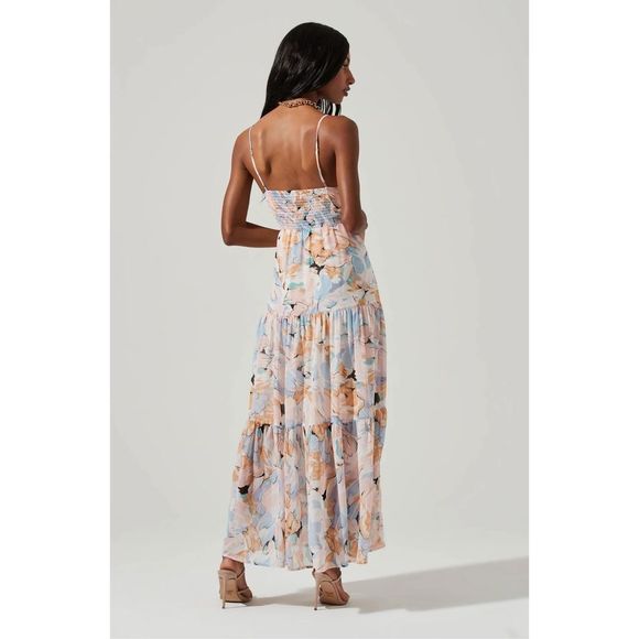 ASTR The Label BRANDY FLORAL CINCHED FRONT CUTOUT MAXI DRESS Size M - Picture 5 of 6
